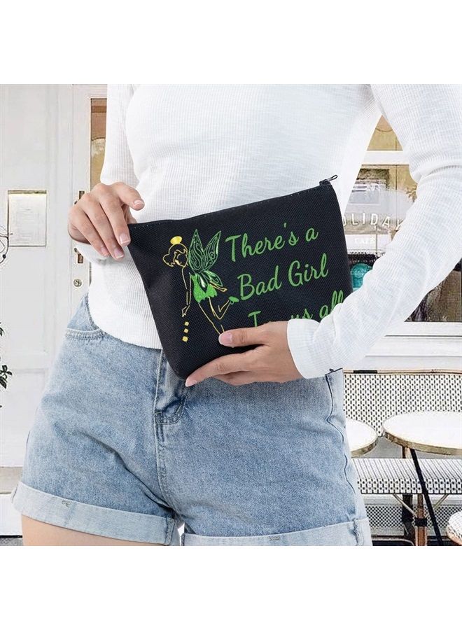 LEVLO Fairy Tale Quote Cosmetic Bag Fairy Pixie Lover Gift There's a Bad Girl In Us All Makeup Zipper Pouch Bag (Bad girl Black) - Image 5
