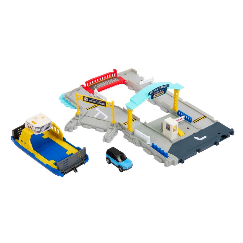 Matchbox HMH29 Ferry Port Set with Detachable Wheeled Ferry, Elements to Activate Manually or with The Help of The Land Rover Car, Children's Toy, from 3 Years Old, - Image 1
