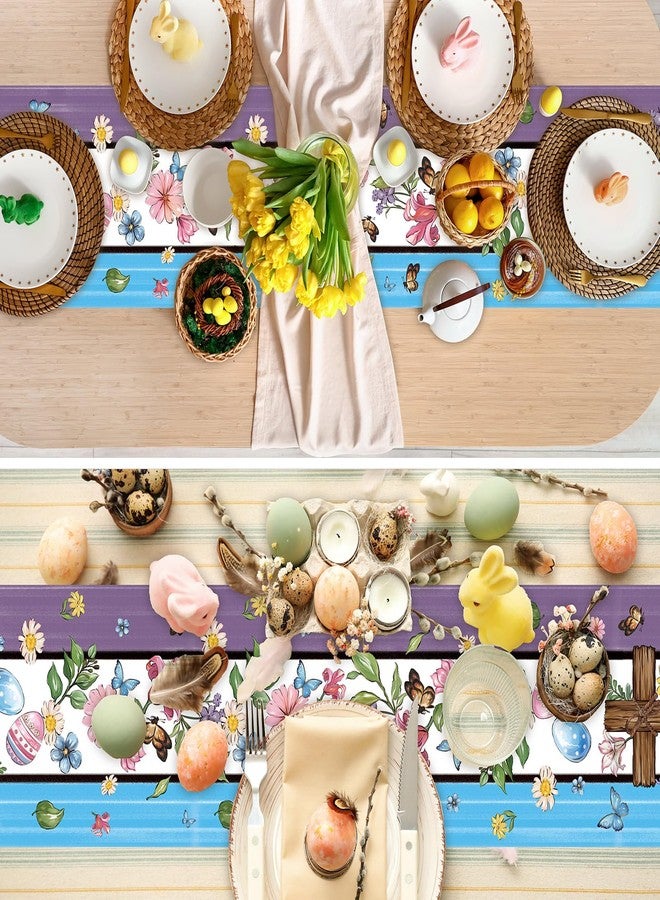 snaxuda 3 Pcs Easter Table Runners Seasonal Farmhouse Table Decor 13x72 Inch St Patricks Day Easter 4th of July Valentines Day Tabletop Runner Set for Kitchen Party Supplies Home - Image 2