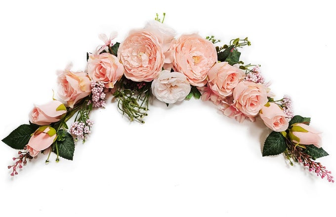 Artificial Peony Flower Swag Arch Flowers 20 Length in Bent Decorative Swag for Arch Front Door Party Wall Home DecorPeach