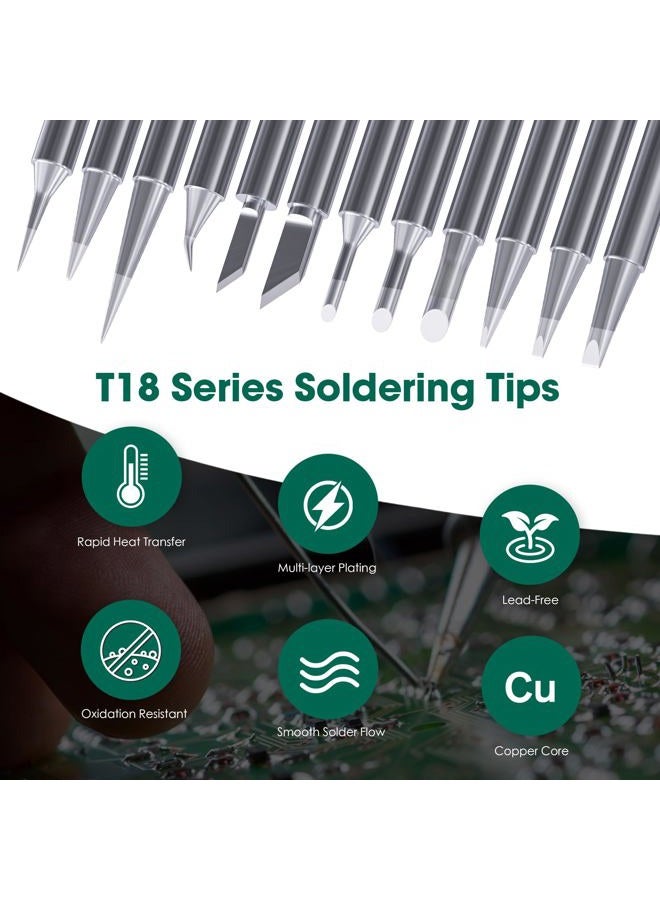 HANGLIFE T18 Soldering Iron Tips with Tip Holder for Hakko FX-888D FX-888 FX8801 FX-600, and More Soldering Stations/Guns - Replacement Solder Tips for Welding Equipment & Accessories (12 pcs) - Image 2