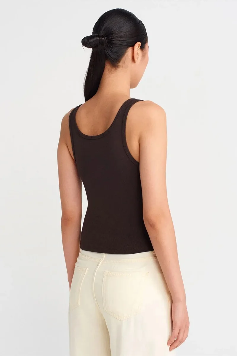 Dilvin Coffee Brown DILVIN Slim Fit Crop Cami Blouse for Women | Best Price UAE