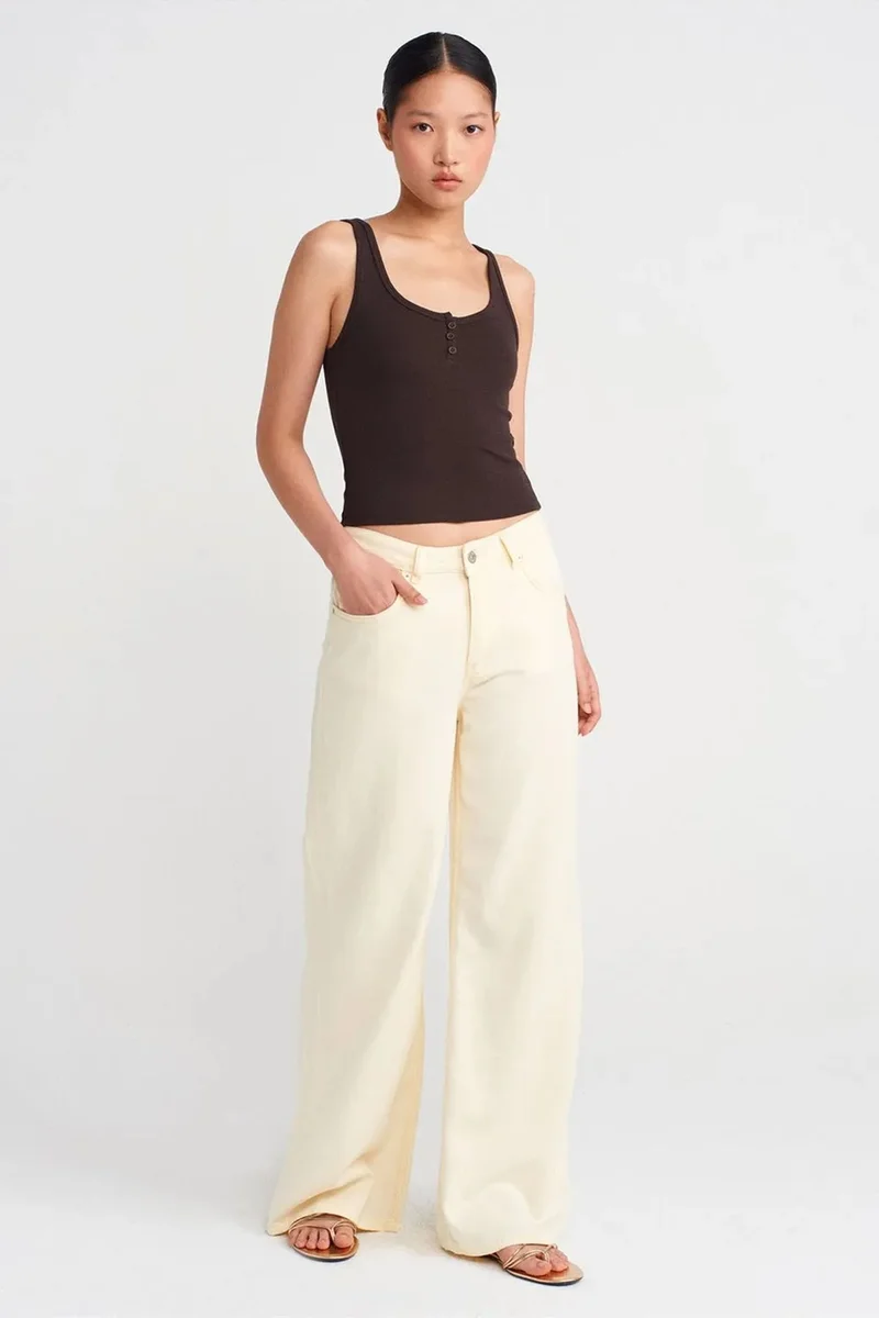 Dilvin Coffee Brown DILVIN Slim Fit Crop Cami Blouse for Women | Best Price UAE