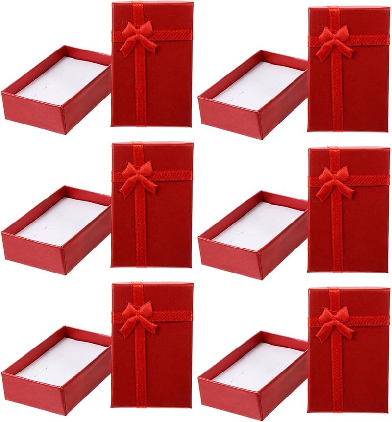 Red Velvet Jewelry Box Set with Bow 6 Pcs Portable Organizer for Rings Necklaces Earrings Bracelets Valentines Gift - Image 1