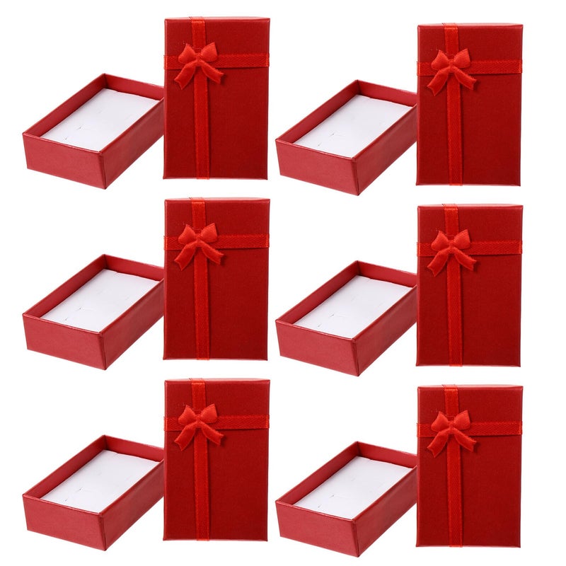 Red Velvet Jewelry Box Set with Bow 6 Pcs Portable Organizer for Rings Necklaces Earrings Bracelets Valentines Gift - Image 2