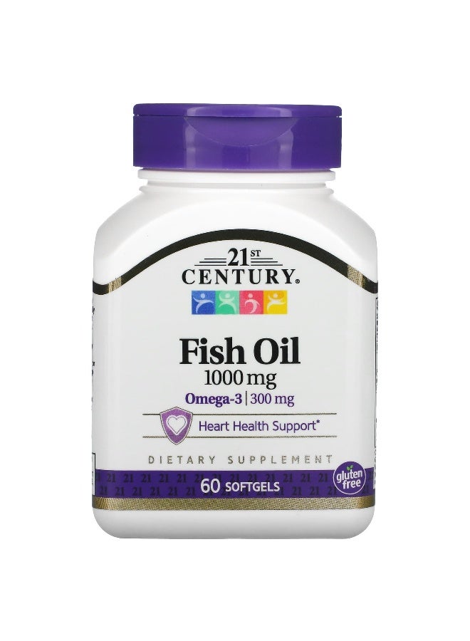 21st CENTURY 21st Century, Fish Oil, 1,000 mg, 60 Softgels  - Image 1