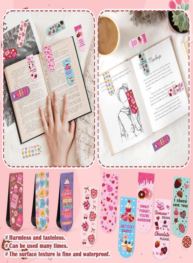 Haooryx Valentine's Day Magnetic Bookmark - 36 Set Sweet Dessert Magnetic Clip Bookmark with Valentine Gift Card Page Marker for Kids Valentines School Class Exchange Gift Student Reward Party Favor - Image 5