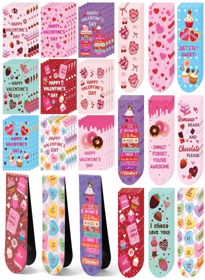 Haooryx Valentine's Day Magnetic Bookmark - 36 Set Sweet Dessert Magnetic Clip Bookmark with Valentine Gift Card Page Marker for Kids Valentines School Class Exchange Gift Student Reward Party Favor - Image 1
