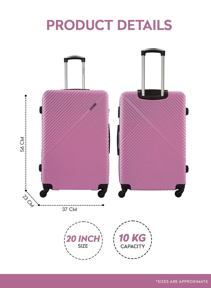 PARAJOHN Cabin Size 20-Inch ABS Lightweight Hardshell Luggage Trolley | carrying 10kg 4-Wheel Spinner Suitcase -pink