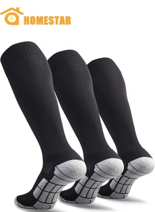 HOMESTAR 3 Pairs Long Knee High Sports Socks, Anti Slip Men's Athletic Socks for Football, Basketball, Sports - Image 1