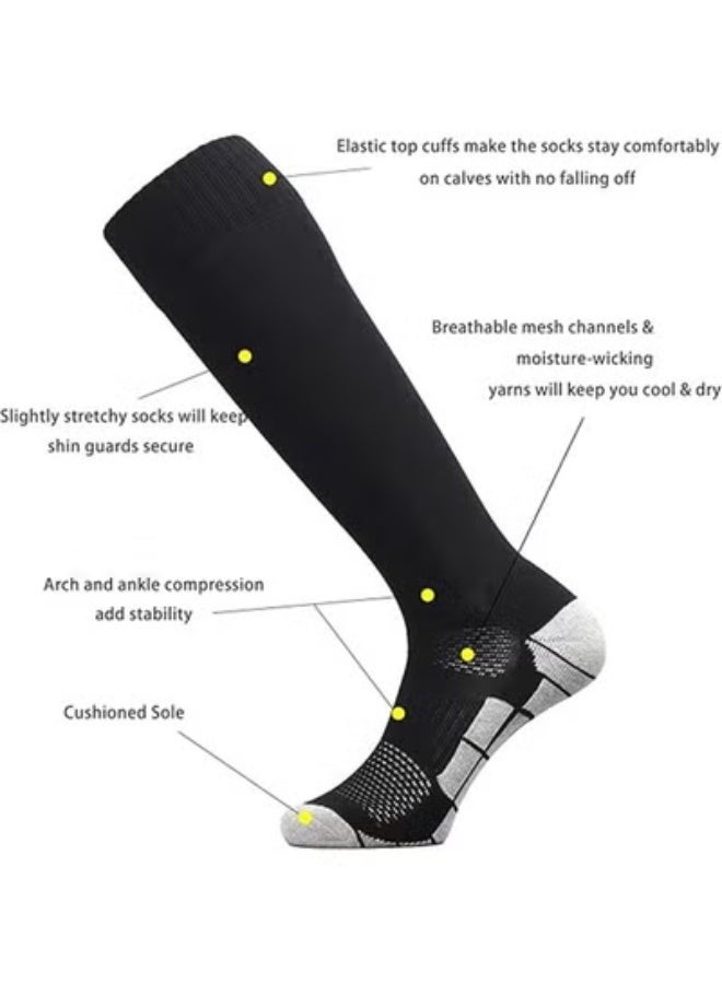 HOMESTAR 3 Pairs Long Knee High Sports Socks, Anti Slip Men's Athletic Socks for Football, Basketball, Sports - Image 4