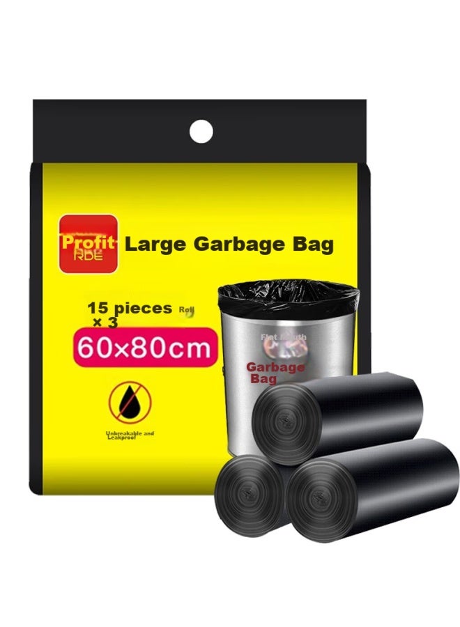 profit Lidete Large Commercial Property Black Thickened Garbage Bags, 60*80cm, 45 Pieces - Image 1