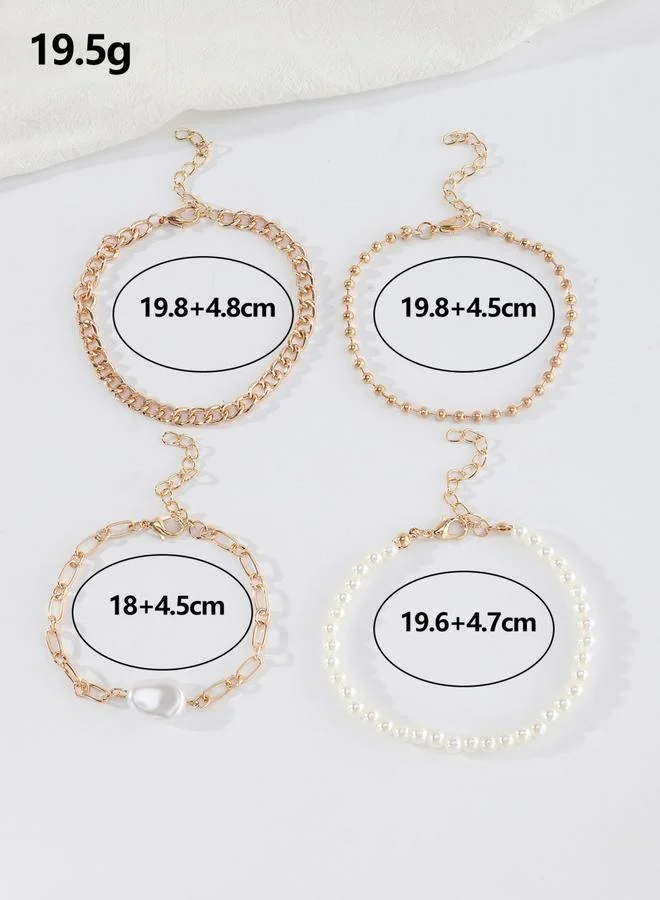Take Two  Set of 4 - Beaded Faux Pearl Decor Bracelets for Women | Best Price UAE