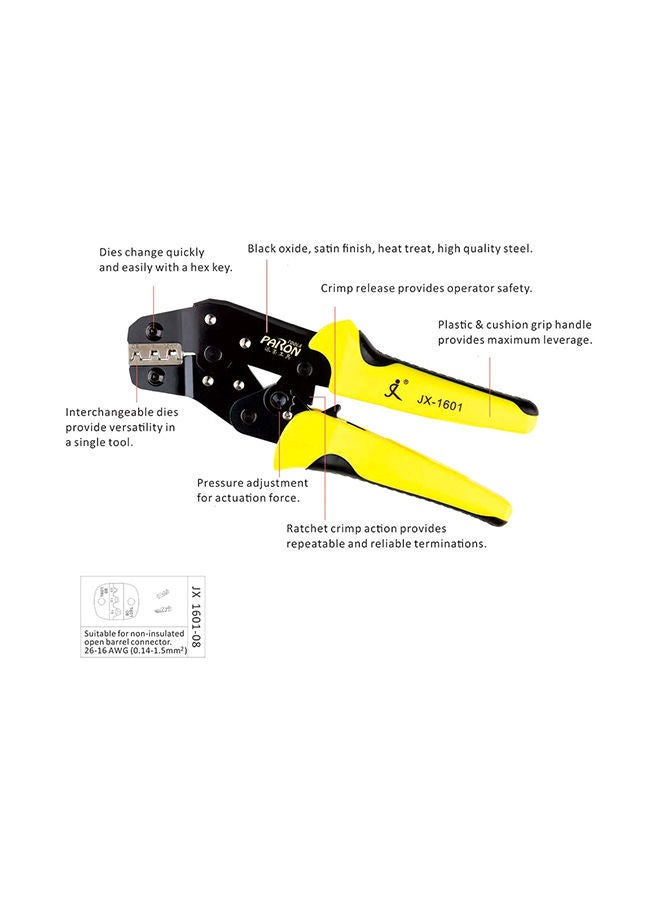 NIBEMINENT JX-48B Professional Engineering Wire Crimpers Black/Yellow 25.5x2.5x10.5centimeter - Image 4