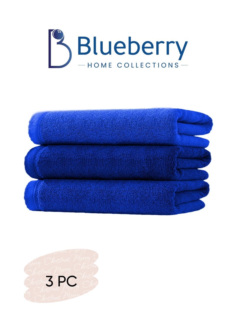 Blueberry Pack of 3 - Bath Towel -100% cotton Large Size Highly Absorbent And Super Durable, colour - Royal Blue - Image 1