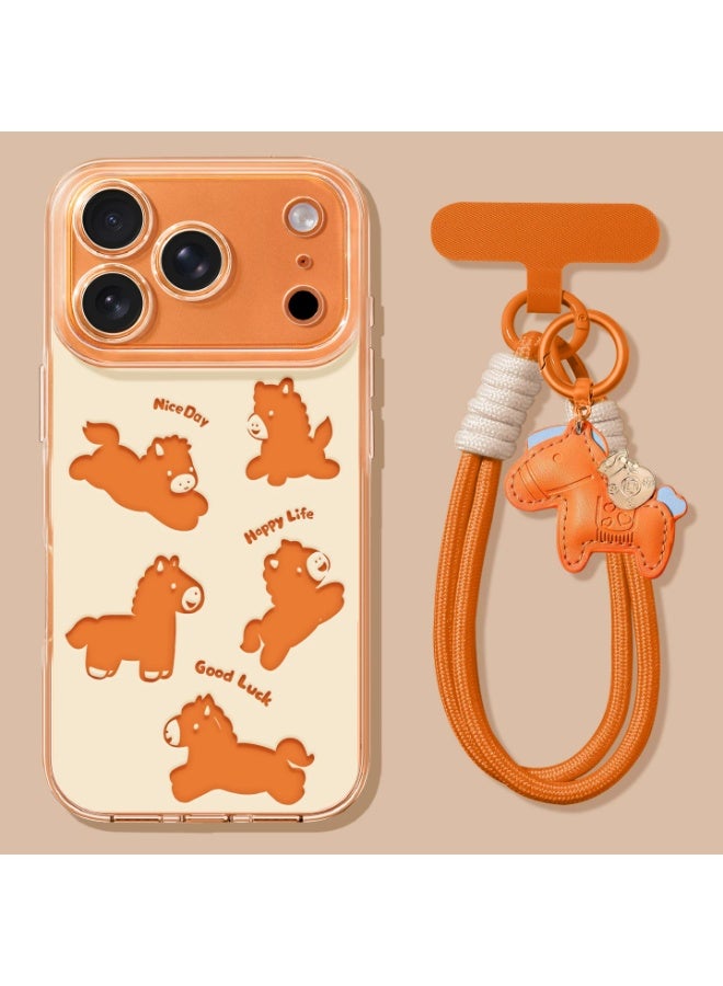 HaDoii Transparent TPU Bumper Case for iPhone 17 Pro Max, Slim Shockproof Cover with Hollow Out Horse Design and Lanyard - Image 1