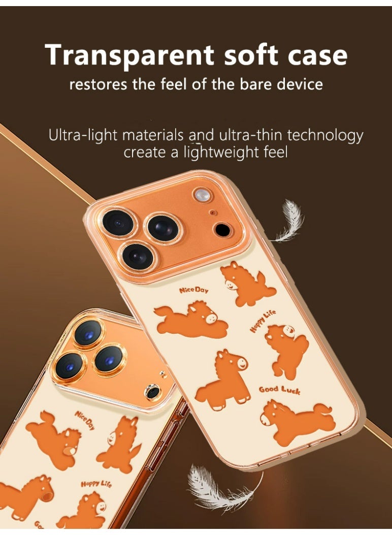 HaDoii Transparent TPU Bumper Case for iPhone 17 Pro Max, Slim Shockproof Cover with Hollow Out Horse Design and Lanyard - Image 3