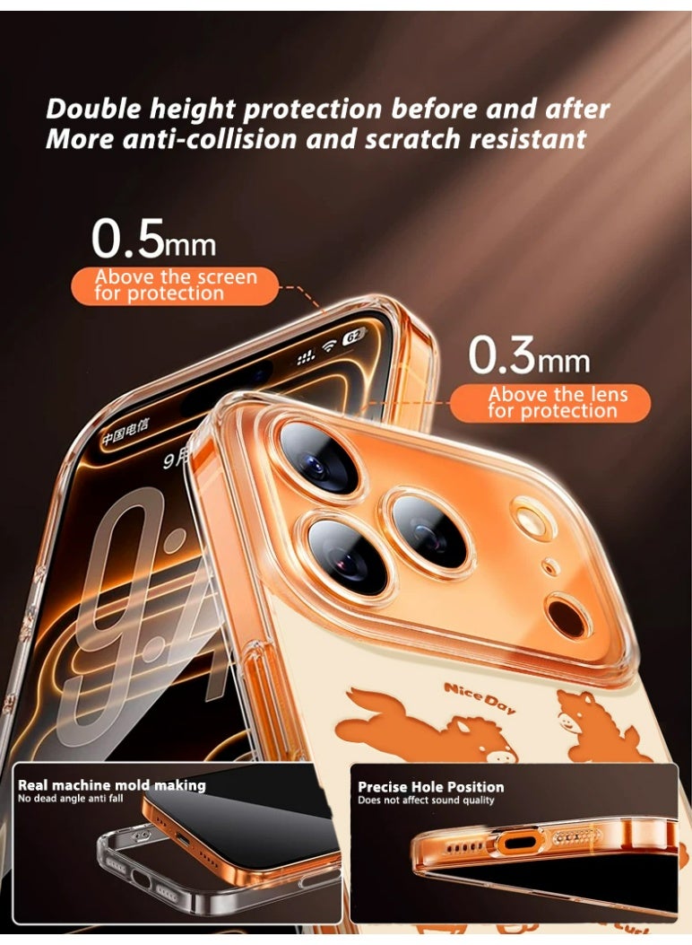HaDoii Transparent TPU Bumper Case for iPhone 17 Pro Max, Slim Shockproof Cover with Hollow Out Horse Design and Lanyard - Image 4
