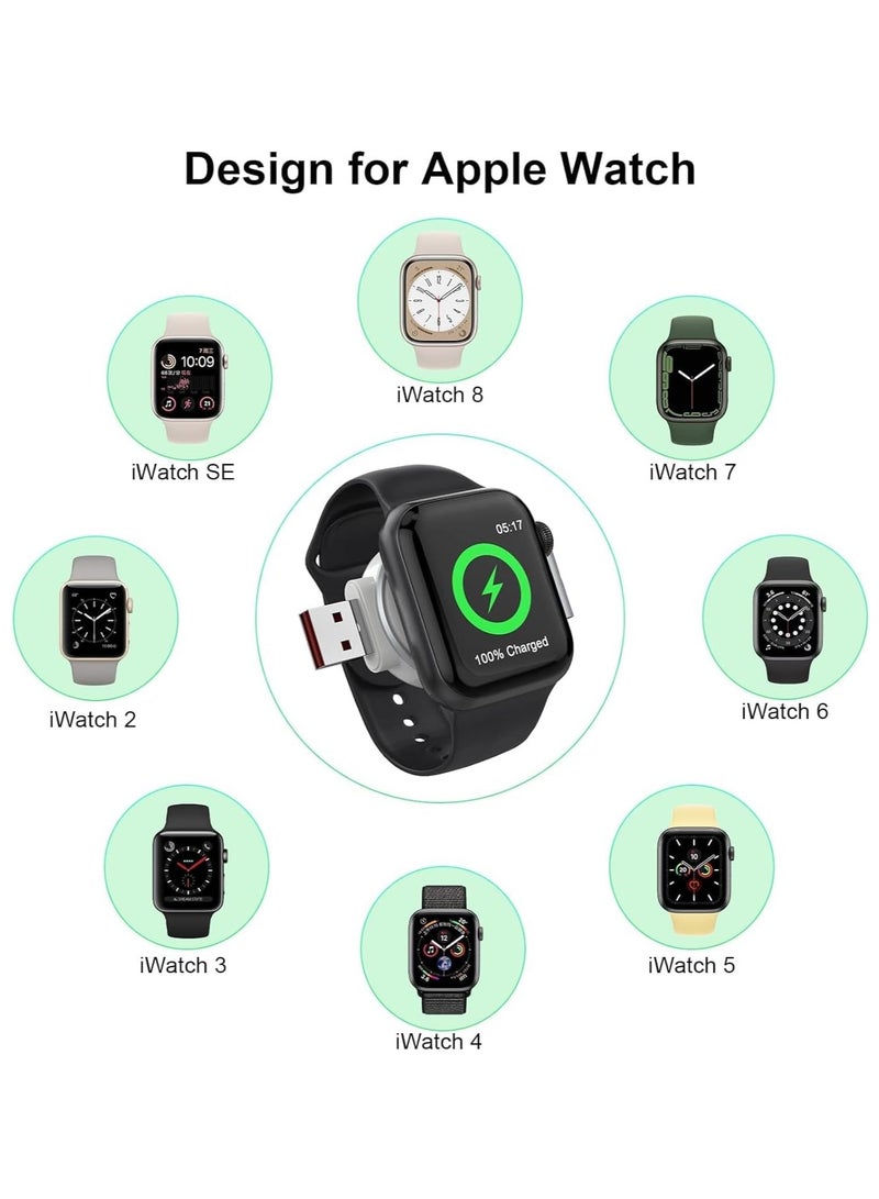 Excefore Charger for Apple Watch Portable iWatch USB Wireless Charger, 2-in-1 USB-A &USB-C Fast Charging Magnetic Cordless Travel Charger for Apple Watch Series Ultra 8 7 SE 6 5 4 3 2 - Image 3