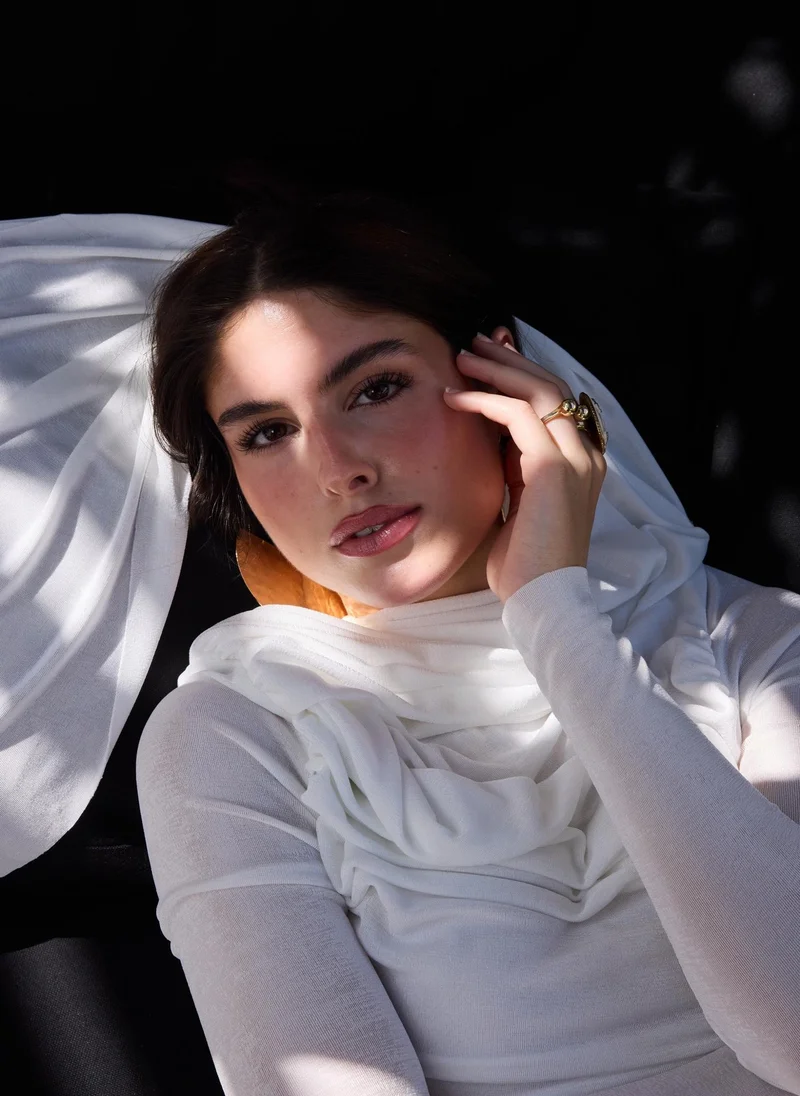 Ashita Fernandes Ruched Mesh Draped Maxi Dress with Brooch Detail