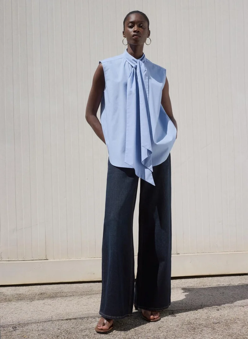MANGO Tie-Neck Blouse