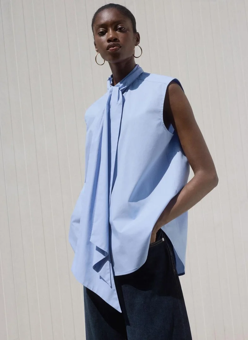 MANGO Tie-Neck Blouse