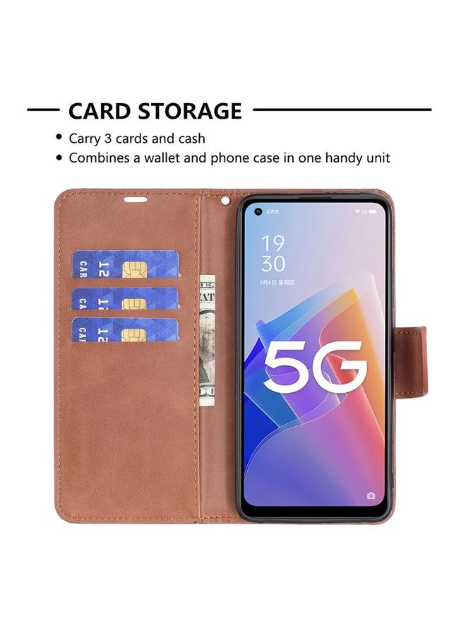 اس-توب جراب لهاتف OPPO A96 5G مصنوع من جلد الحمل بلون نقي - Image 4