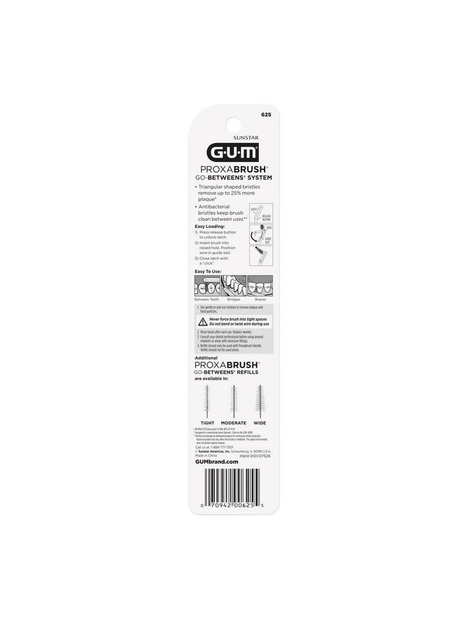 Gum - GUM Proxabrush Permanent Handle Refills - Compatible with Go-Betweens Interdental Brushes - Floss Picks for Teeth, Braces, and Implants (6pk) - Image 1