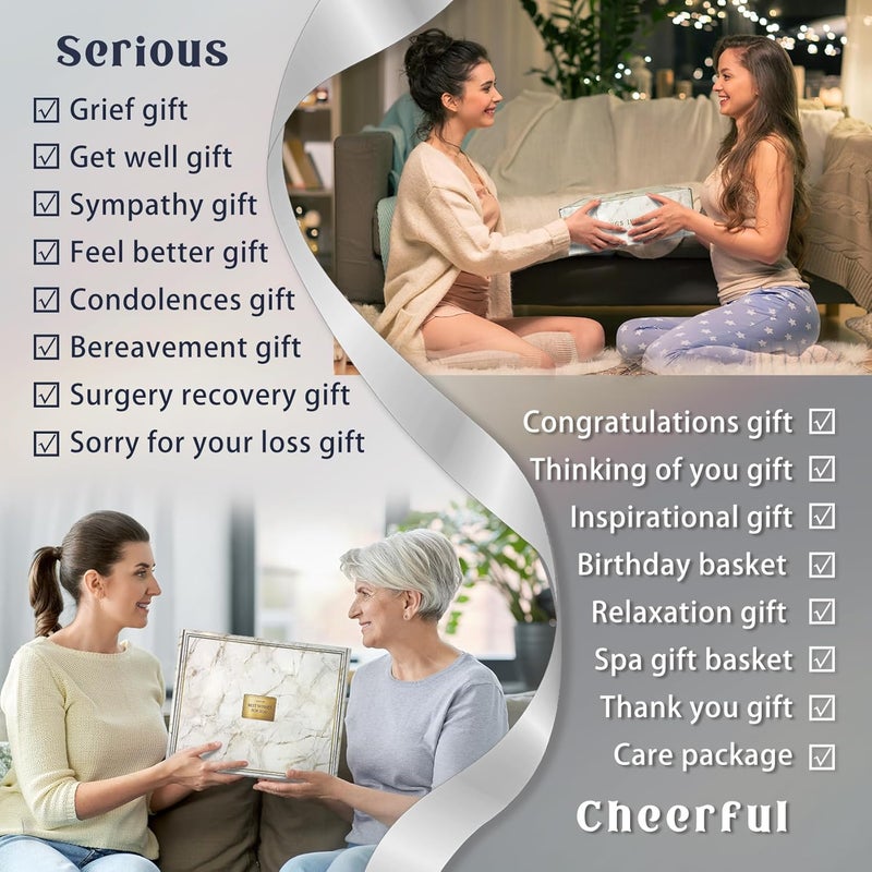 AHAGIFTREE سلة هدايا للنساء، 11 قطعة هدايا للتعافي بعد الجراحة، نتمنى لك الشفاء العاجل بعد الجراحة، سلة عيد ميلاد، تعازي لفقدان، تعاطف - Image 2
