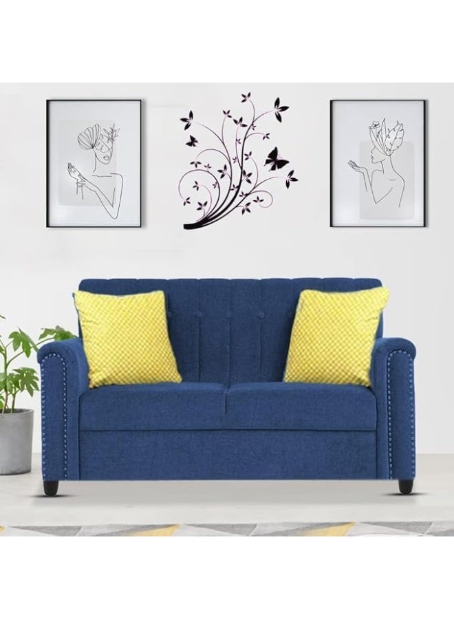 Poppins Home 2 Seater Classic Sofa Set for Living Room (Blue) - Image 1