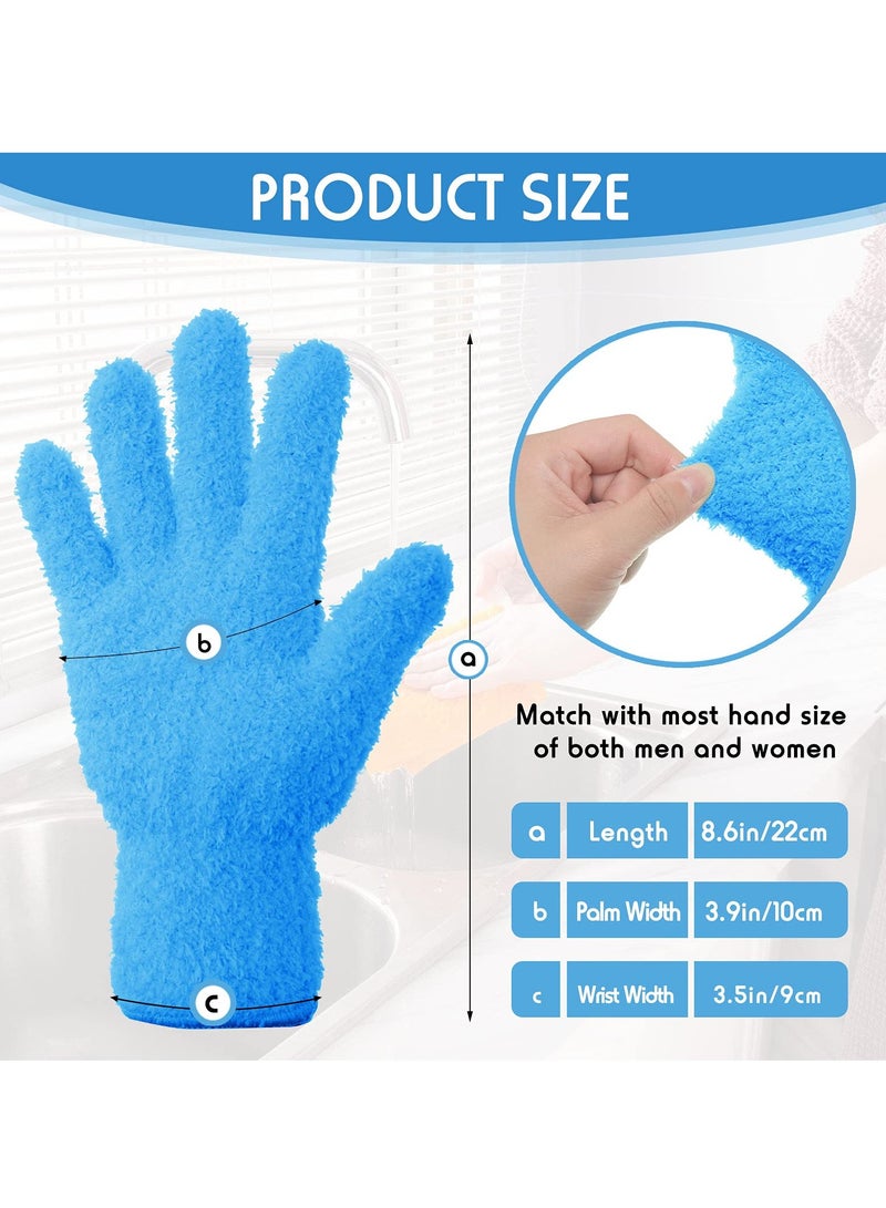 SYOSI 4 Pairs Microfiber Cleaning Gloves, Reusable No-Scratch Washable Dusting Mittens for Kitchen, House, Cars, Plants, Mirrors, Lamps, Blinds, Household Dusting Tools  - Image 2