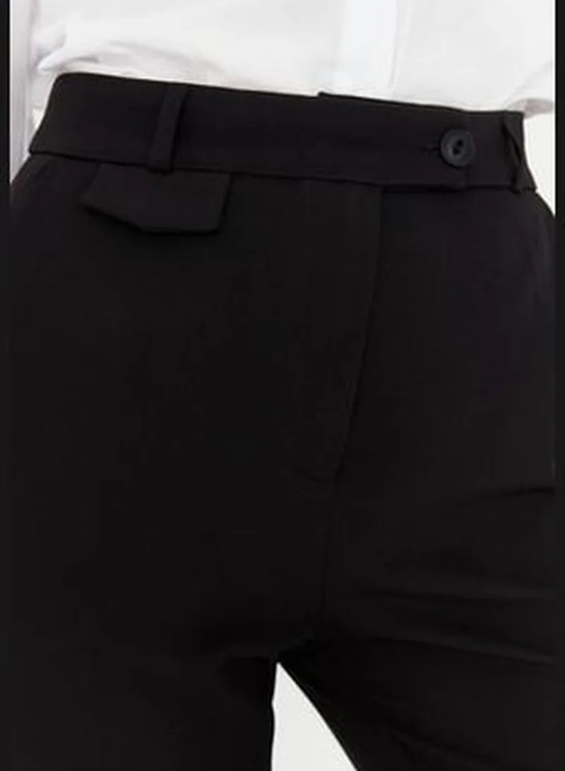 trendyol Black High Waist Wide Leg Trousers TWOAW23PL00240