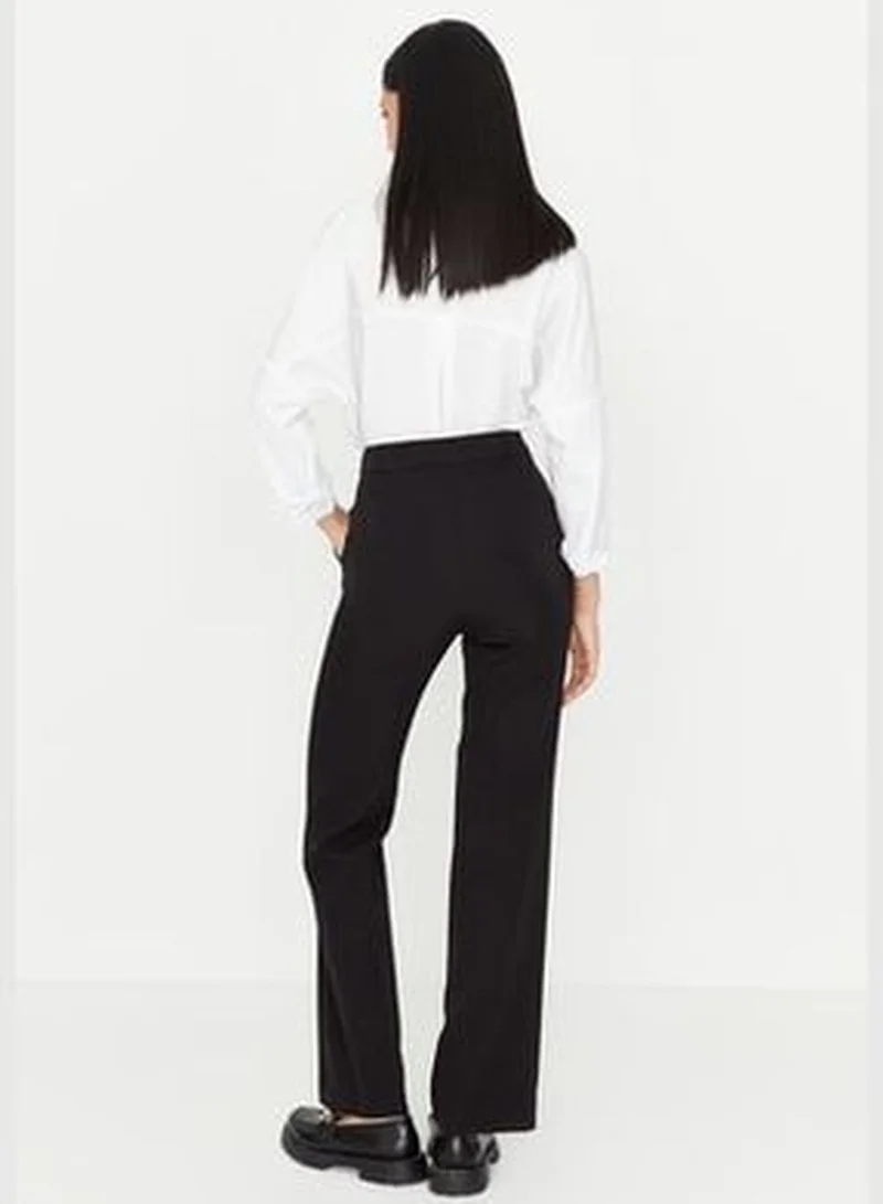 trendyol Black High Waist Wide Leg Trousers TWOAW23PL00240
