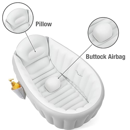 PandaEar Inflatable Baby Bathtub Toddler Tub for Shower, Collapsible Portable Bathtub for Kids, Baby Bath Tub 6-12 Months, Travel Baby Bathtub, Blow Up Tub for Baby with Air Pump - Image 4