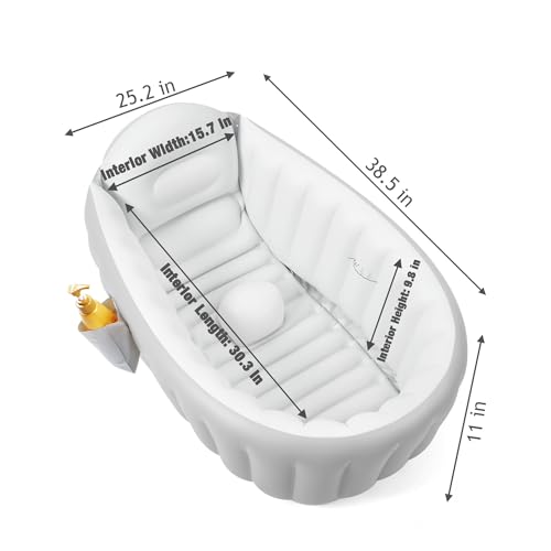 PandaEar Inflatable Baby Bathtub Toddler Tub for Shower, Collapsible Portable Bathtub for Kids, Baby Bath Tub 6-12 Months, Travel Baby Bathtub, Blow Up Tub for Baby with Air Pump - Image 2