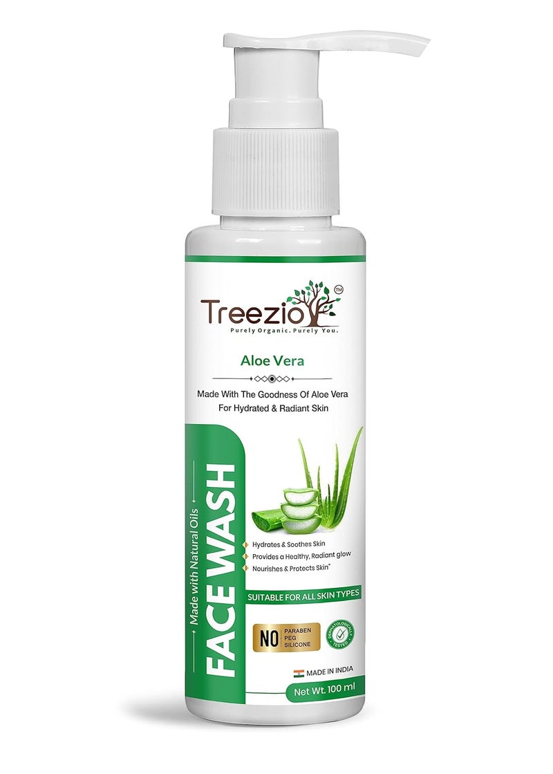Treezio Aloe Vera Face Wash Nourishing Cleanser for Healthy Skin Hyderates Soothes Skin No Paraben No Silicones For Men Women Pack of 2 100 ml Each - Image 2
