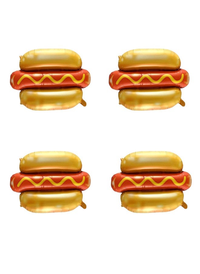 DYT 6PCS Giant Gold Hot Dog Foil Balloons - Reusable Party Balloons for Food Themed BBQ Party Decorations - Image 4