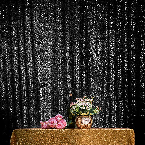 JYFLZQ Black Sequin Backdrop Curtains 6ft x 8ft 1 Panel Halloween Backdrop Glitter Photo Booth Backdrops Sparkly Photography Background Drapes for Graduation Birthday Parties - Image 3
