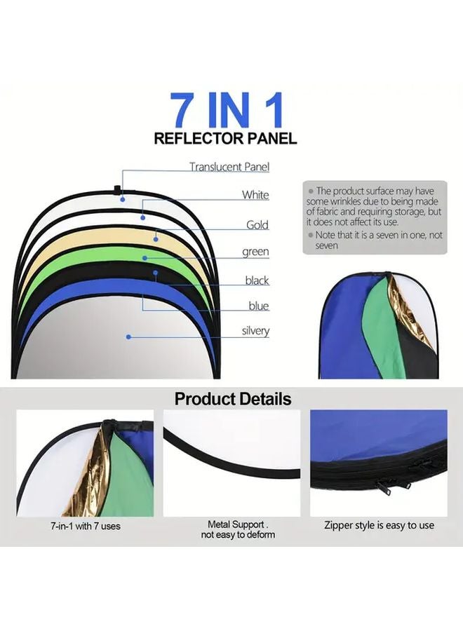 Eonix 7 In 1 Oval Reflector Pro Camera Collapsible Chromakey Soft Silvery Golden Black White Diffuser Plus With Bonus Tote Bag Size M - Image 5