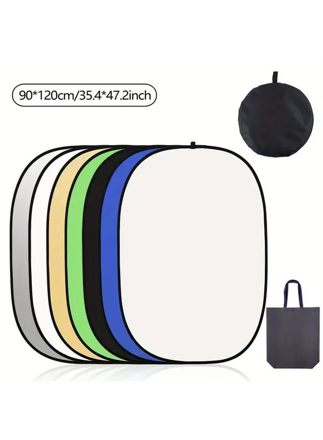 Eonix 7 In 1 Oval Reflector Pro Camera Collapsible Chromakey Soft Silvery Golden Black White Diffuser Plus With Bonus Tote Bag Size M - Image 1