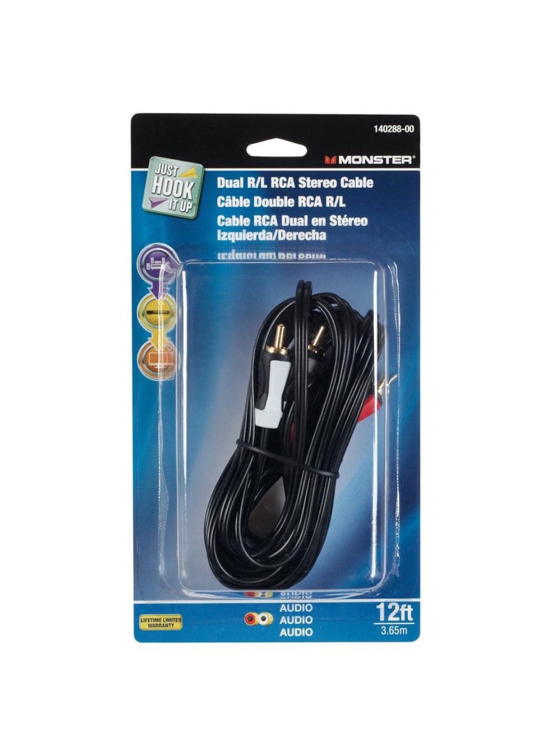 Monster Just Hook It Up Dual RCA Cable 3.7m