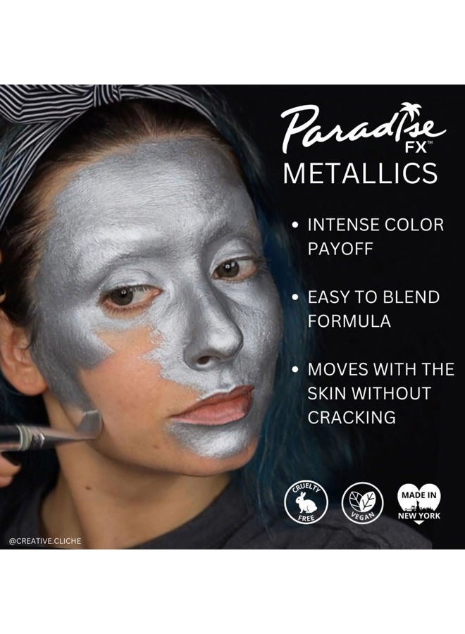 mehron Makeup Paradise Makeup AQ Pro Size | Stage & Screen, Face & Body Painting, Special FX, Beauty, Cosplay, and Halloween | Water Activated Face Paint & Body Paint 1.4 oz (40 g) (Metallic Orange) - Image 4