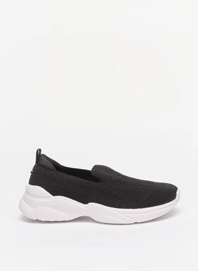 Flora Bella By Shoexpress Textured Slip-On Shoes with Pull-Up Tab