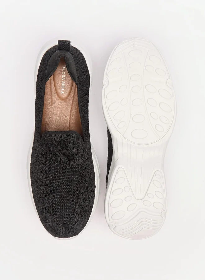 Flora Bella By Shoexpress Textured Slip-On Shoes with Pull-Up Tab