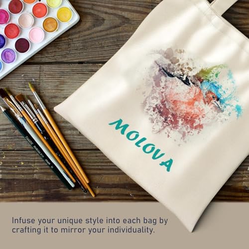 MOLOVA 1-Pack to 6-Pack Available Standard 14"x15" Premium Canvas Tote Bags,Load 55lbs,Reusable canvas bag made of 6oz of natural canvas with Handles for Gift-Giving,Work,DIY Projects,Shopping(1 Pack) - Image 4