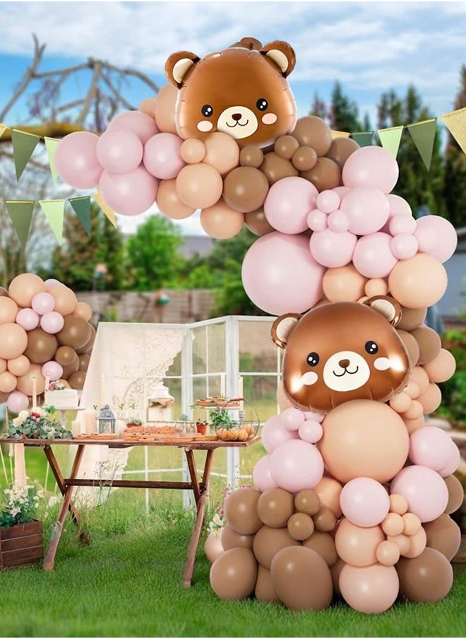 Soft Touch - Bear Balloon Garland Arch Kit 59PCS Brown Blue and Bear Foil Woodland Animal Balloons Latex Balloons Party Decorations Balloons For Birthday Party Gender Reveal Baby Shower Party Supplies - Image 1
