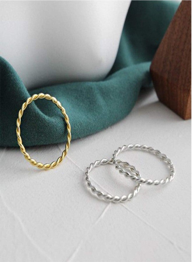 Lantine Thin Twist Ring 925 Sterling Silver Braided Infinity Twisted Stacking Friendship Pinky Knuckle Band Ring Size 2.5 - Image 5