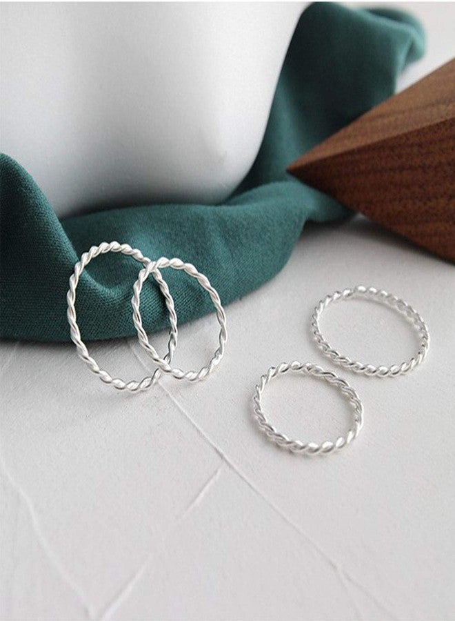 Lantine Thin Twist Ring 925 Sterling Silver Braided Infinity Twisted Stacking Friendship Pinky Knuckle Band Ring Size 2.5 - Image 3