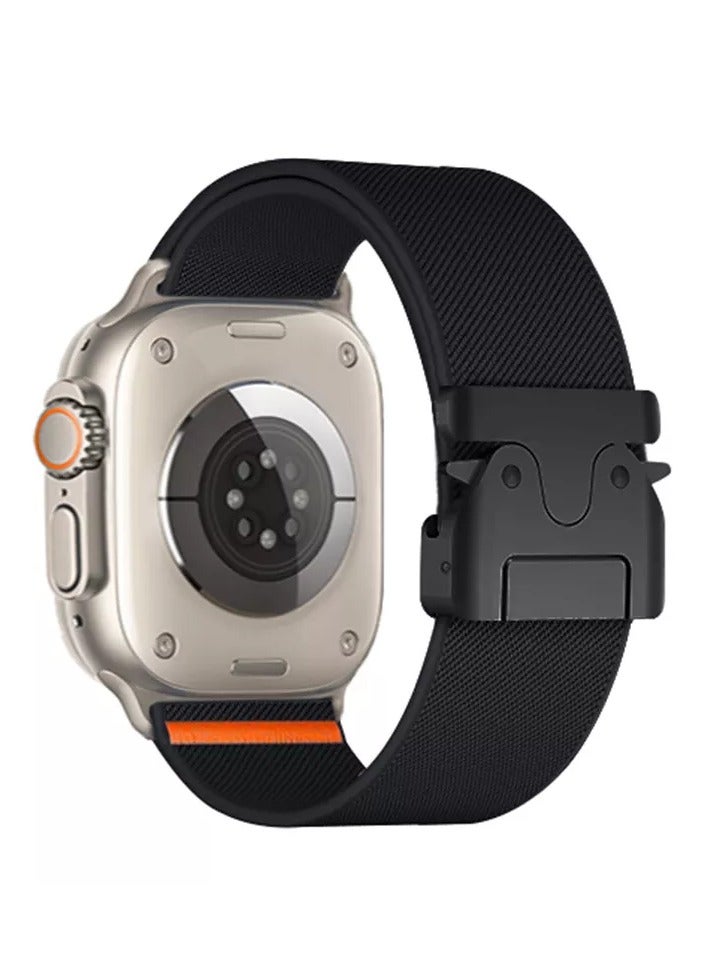 Sport Durable Rugged Watch Band Compatible with Apple Watch Ultra 1/2/3 49mm 46mm 45mm 44mm 42mm for Women Men Soft Stretchy Nylon Loop Strap,Parachute Style Buckle Straps for iWatch SE Series 11 10 9 8 7 6 5 4 3 2 1 SE