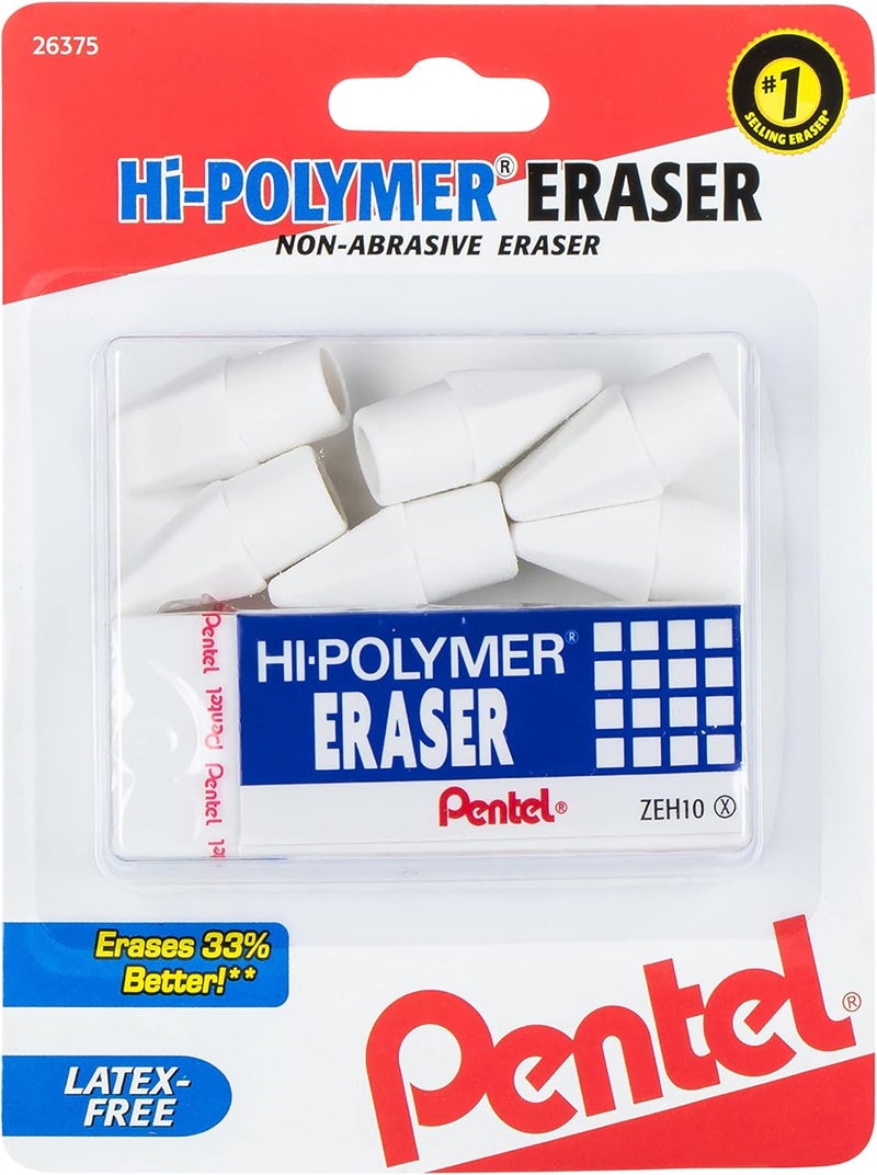 Pentel HI-Polymer Eraser Combo Pack, 6 Caps, 1 Large (ZEH0210BP7) - Image 1